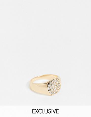 Designb London Curve Exclusive Ring With Pave-gold