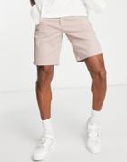 Asos Design Relaxed Skater Chino Shorts In Pink