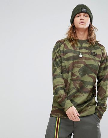 Burton Snowboards Bonded Crew Neck Sweatshirt In Green Camo - Green