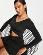 Rebellious Fashion Ruched Detail Cut Out Detail Mini Dress In Black