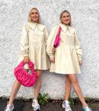 Labelrail X Olivia & Alice Mini Smock Dress With Oversized Collar-white
