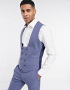Asos Design Wedding Super Skinny Suit Vest With Micro Texture In Mid Blue