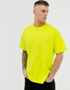 Asos Design Oversized T-shirt With Crew Neck In Neon Green - Green