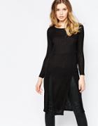 Vero Moda Long Sleeve Sweater Midi Dress - Black