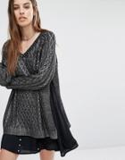 Religion Oversized Sweater In Metallic Knit - Multi