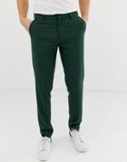 Asos Design Skinny Smart Pants In Dark Green - Green