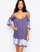 Anmol Cold Shoulder Beach Dress - Multi Tye Dye