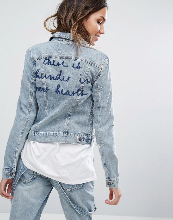 Only Embroidered Denim Jacket - Blue