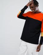 Asos Oversized Long Sleeve T-shirt With Bright Color Blocking And Monochrome Taping - Black