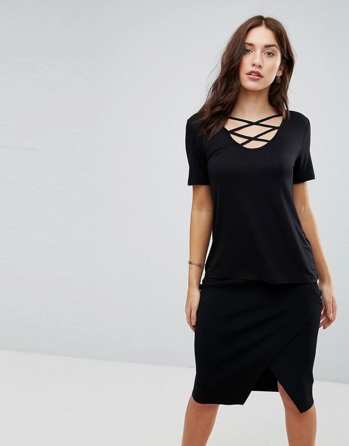 Only Ena Strings Top - Black