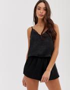 Asos Design Dobby Lace Trim Cami & Short Set - Black