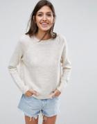 Asos Sweater In Fluffy Yarn With Crew Neck - Beige
