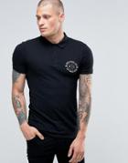 Asos Extreme Muscle Polo With Chest Print - Black