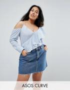 Asos Curve Deconstructed Shirt With Ruffle - Multi