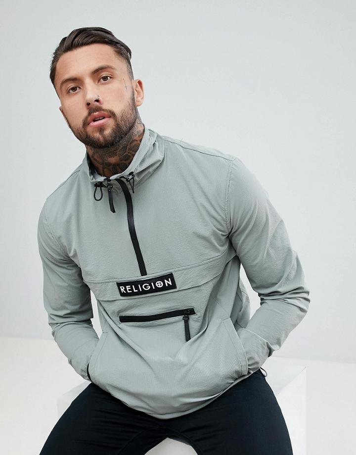 Religion Lightweight Jacket With Half Zip - Green