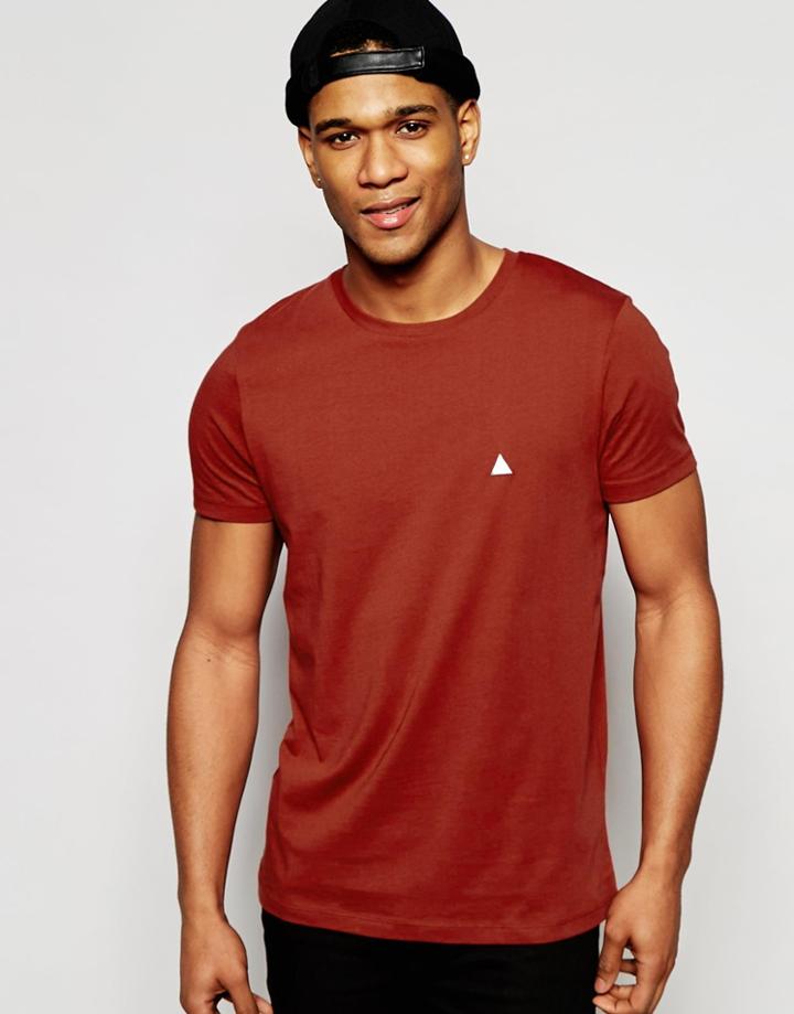 Asos T-shirt With Crew Neck And Embroidery - Hot Cinder
