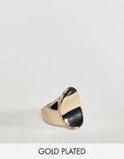 Fiorelli Gold Plated Concave Signet Ring - Gold
