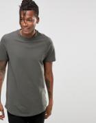 Selected Curved Longline Pique T-shirt - Gray