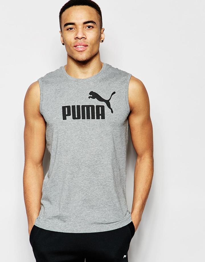 Puma Tank With Large Logo - Gray