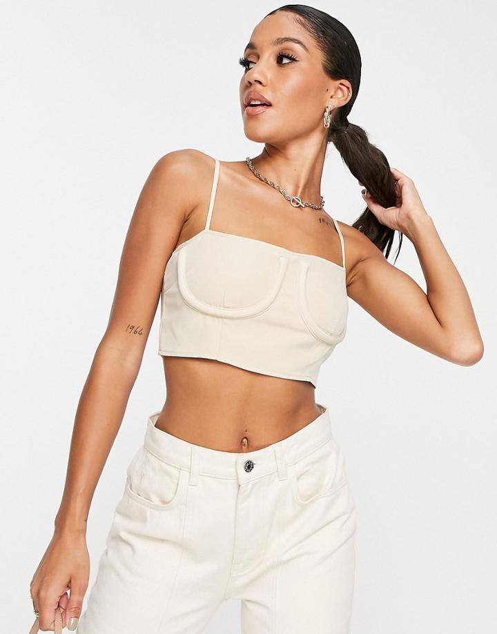 Rare London Bust Detail Crop Top Co-ord In Cream-white