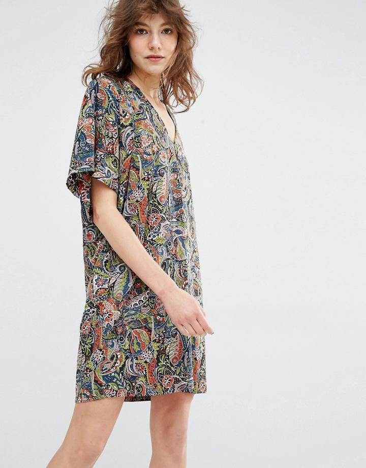 Essentiel Antwerp Manganese Kimono Sleeve Mini Dress - Multi