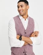 Asos Design Wedding Super Skinny Suit Vest In Rust Crosshatch-red