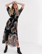 Religion Maxi Shirt Dress In Floral Print