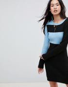Asos Design Knitted Mini Dress In Color Block - Multi
