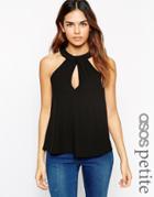 Asos Petite Origami Keyhole Halter Top - Black