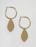 Designb London Drop Charm Mini Hoop Earrings - Gold