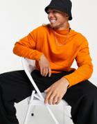 Asos Design Organic Oversized Sweatshirt With Rib Funnel Neck And Toggle In Orange