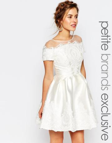 Chi Chi London Petite Bridal Mini Dress - Cream