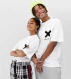 Collusion Unisex Regular Fit Logo T-shirt In White - White