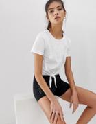 Asos 4505 Tie Crop T-shirt - White