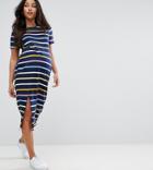Asos Maternity T-shirt Midi Dress In Rainbow Stripe - Multi