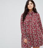 Alice & You Long Sleeve Shirt Dress In Floral - Red