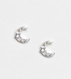 Accessorize Sterling Silver Swarovski Half Moon Stud Earrings - Silver