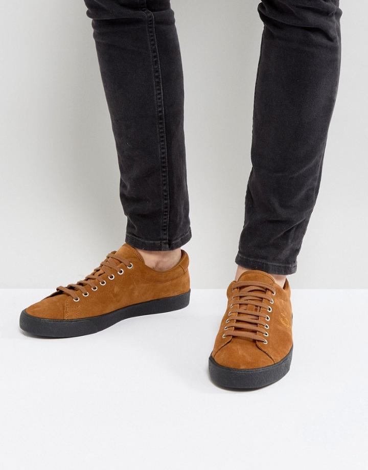Fred Perry Underspin Suede Crepe Sneakers In Tan - Tan