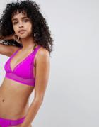 River Island Scallop Triangle Bikini Top-purple