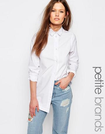 Waven Petite Clean Cut Denim Shirt - White