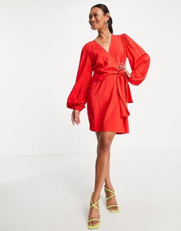 Envii Wrap Mini Dress In Red