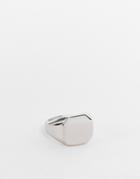 Asos Design Stainless Steel Signet Ring With Hexagon Design In Silver