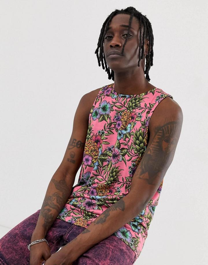 Urban Threads Floral Print Tank-pink
