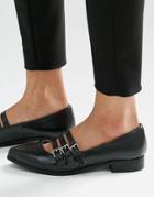 London Rebel Multi Strap Flat Shoes - Black