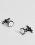 Aetherston Antique Silver Cufflinks With White Howlite Circular Stone - Silver