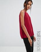 Vero Moda Tall Swing Top With Pleats - Red