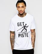 Asos Longline T-shirt With Get Piste Ski Print - White