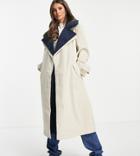 Asos Design Tall Double Layer Trench Coat In Navy-blues