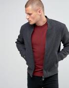 Armani Jeans Bomber Jacket In Wool - Gray