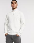 Farah Jim Half Zip Marl Sweat In Ecru-white